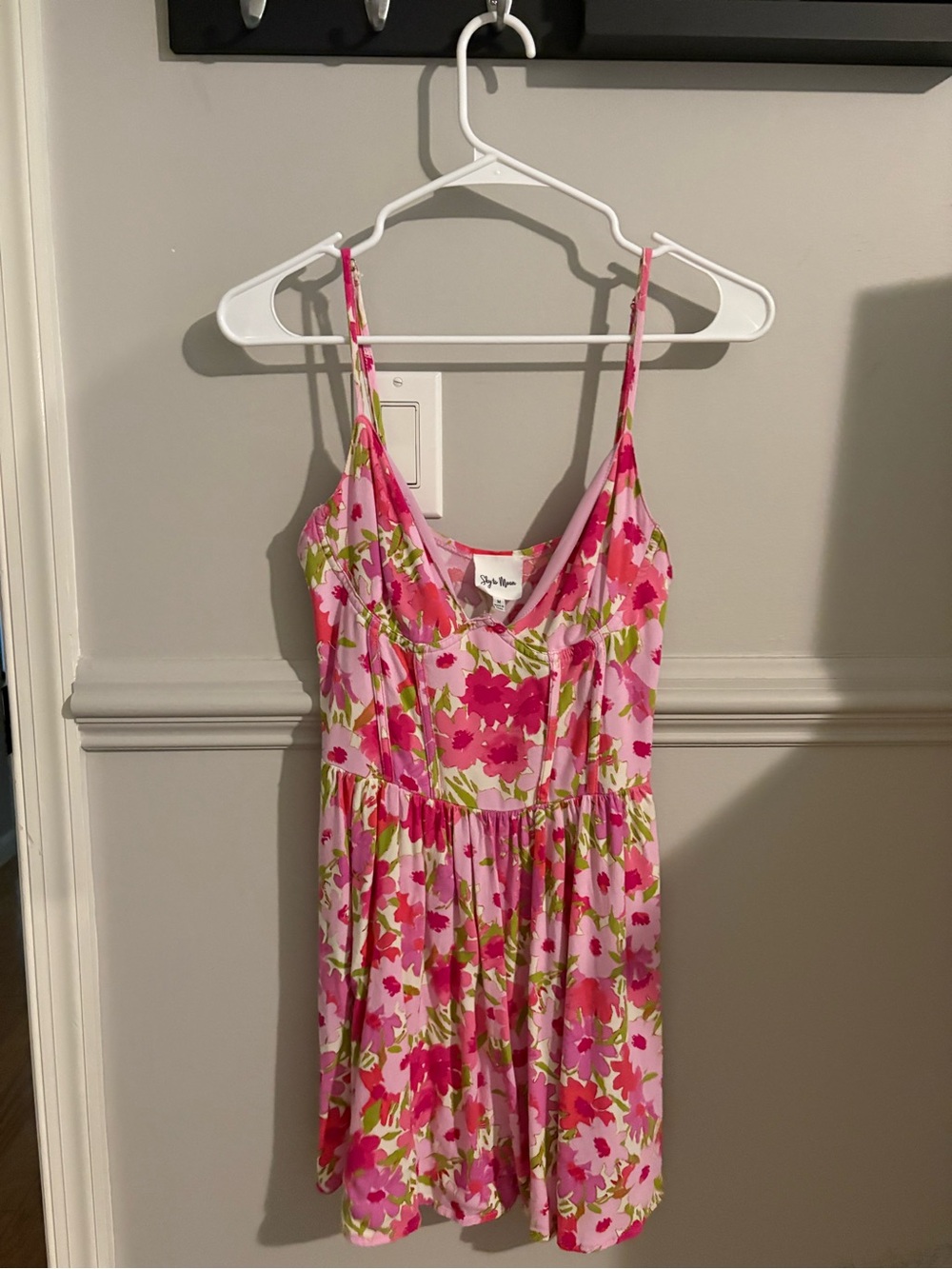 Pink Floral Sundress with Spaghetti Straps
